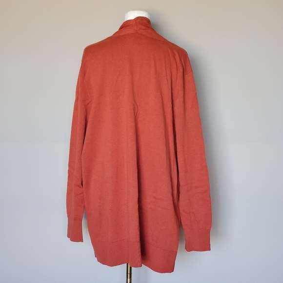 Lands' End Women's Long Sleeve Open Long Cardigan Sweater Rust Plus Size 1X - Picture 3 of 11